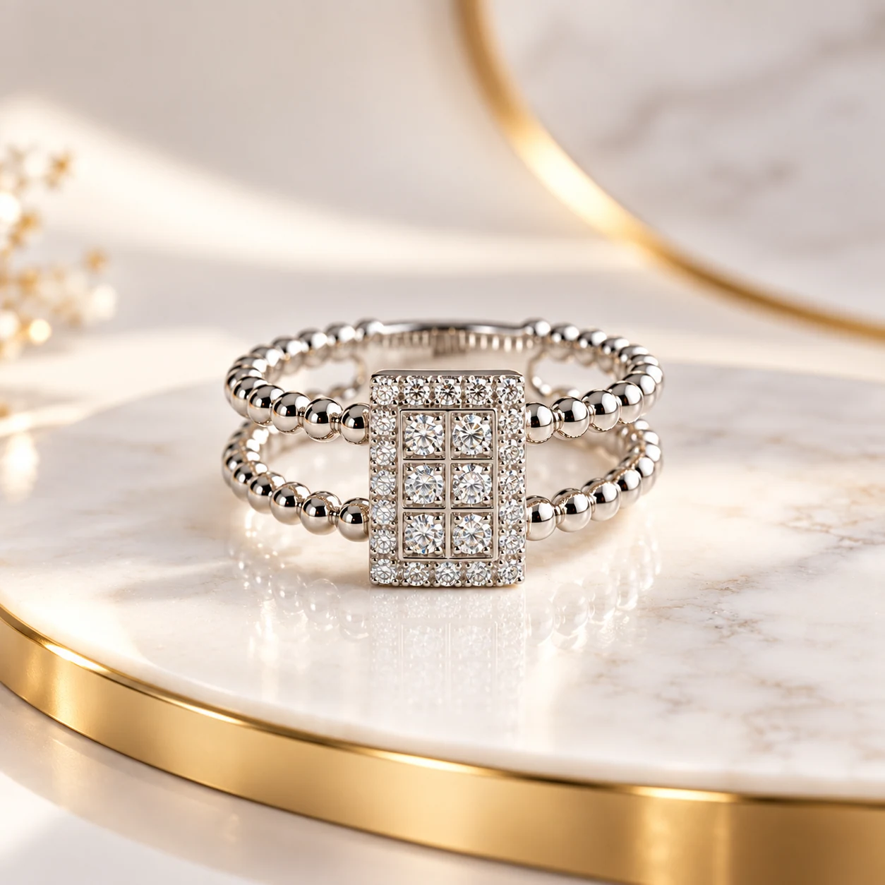 Lulu Beaded Diamond Stack Ring