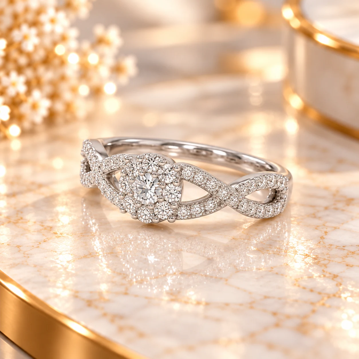 Infinity Embrace Pavé Cluster Ring