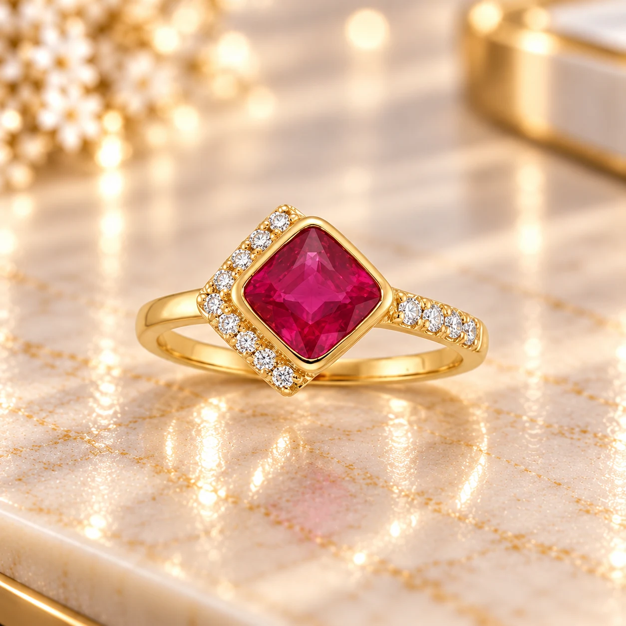 Ruby Ember Diamond Accent Ring