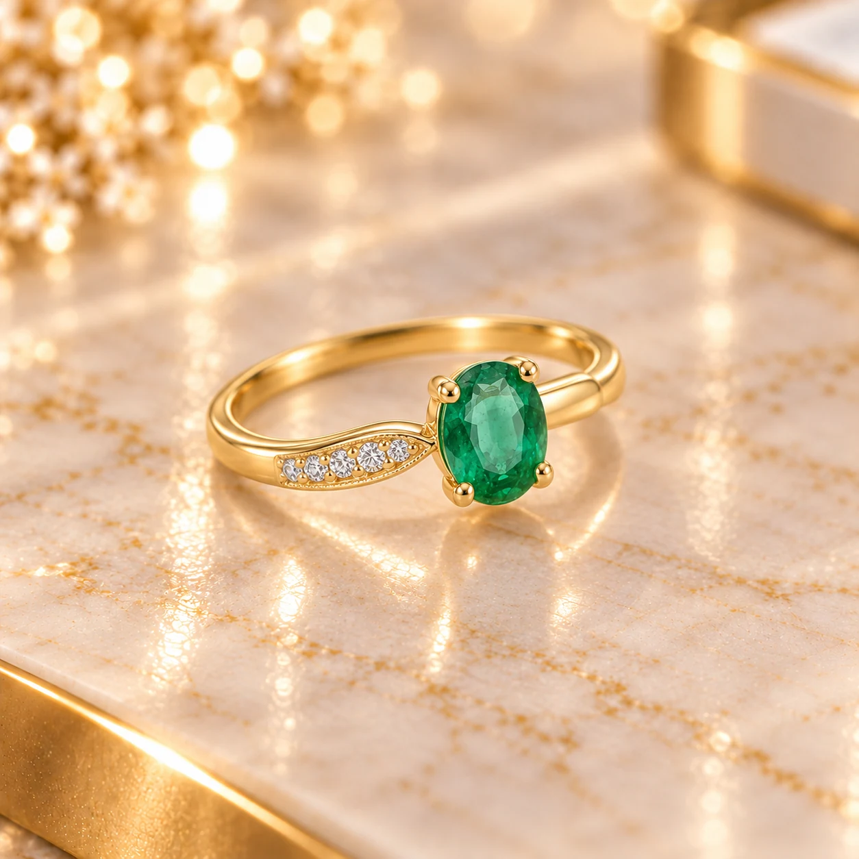 Emerald Bloom Diamond Accent Ring