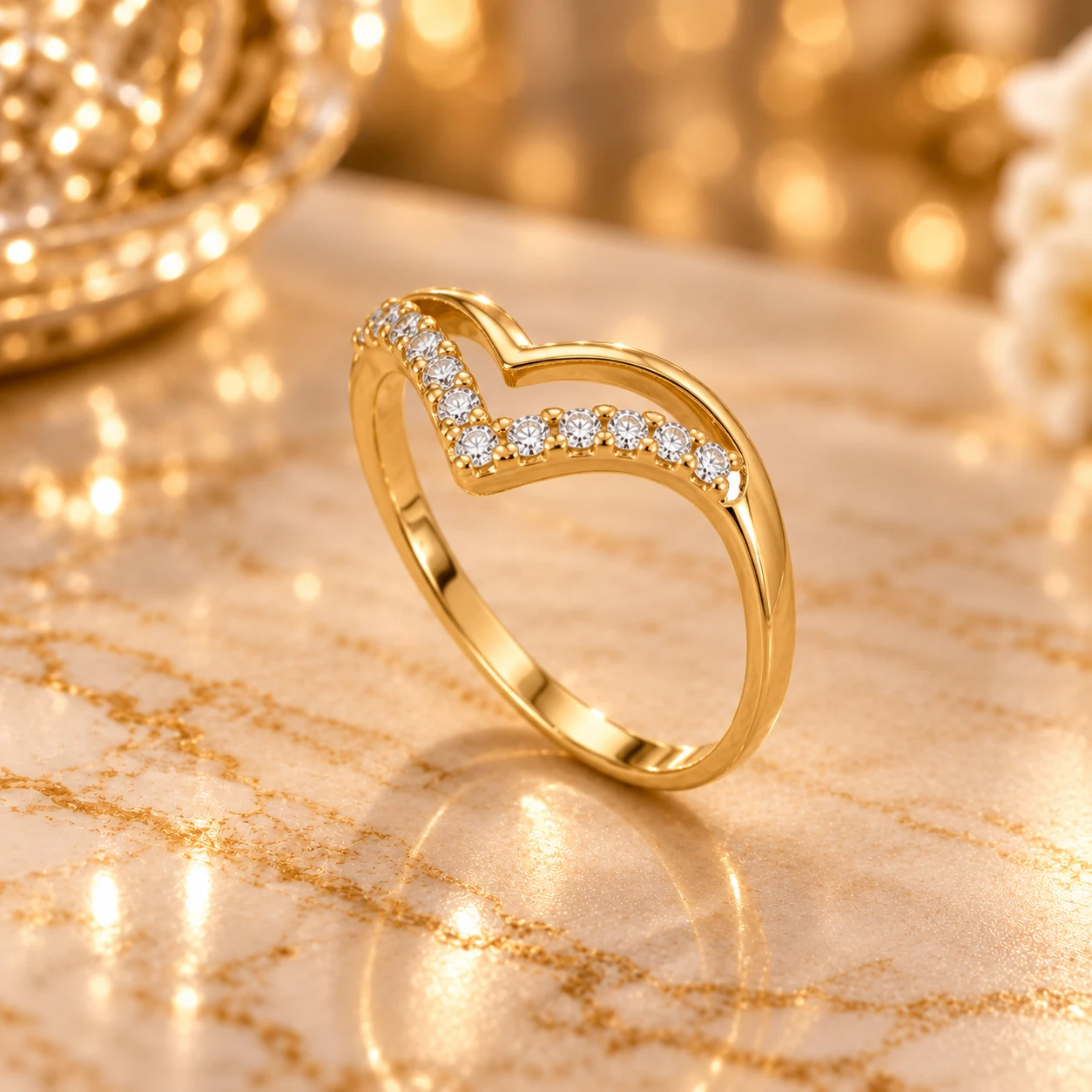 The Amour Curved Diamond Band alternate view