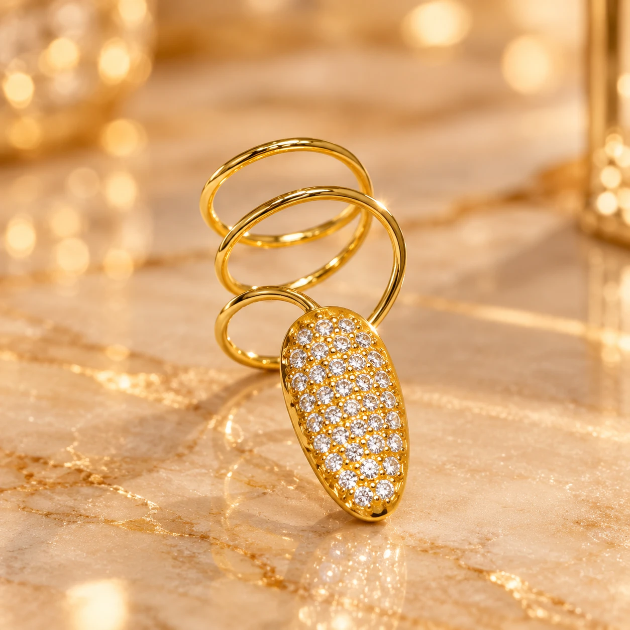 The Pavé Diamond Nail Ring alternate view